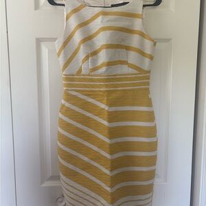 The Limited Yellow and White Striped Midi Dress